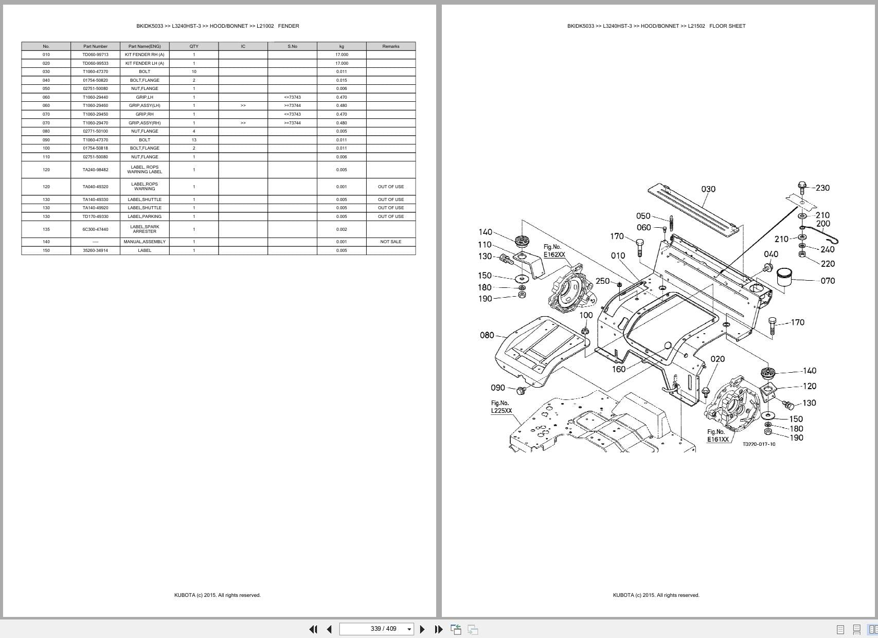 Kubota Tractor L3240HST 3 Australia Parts Catalog (2)