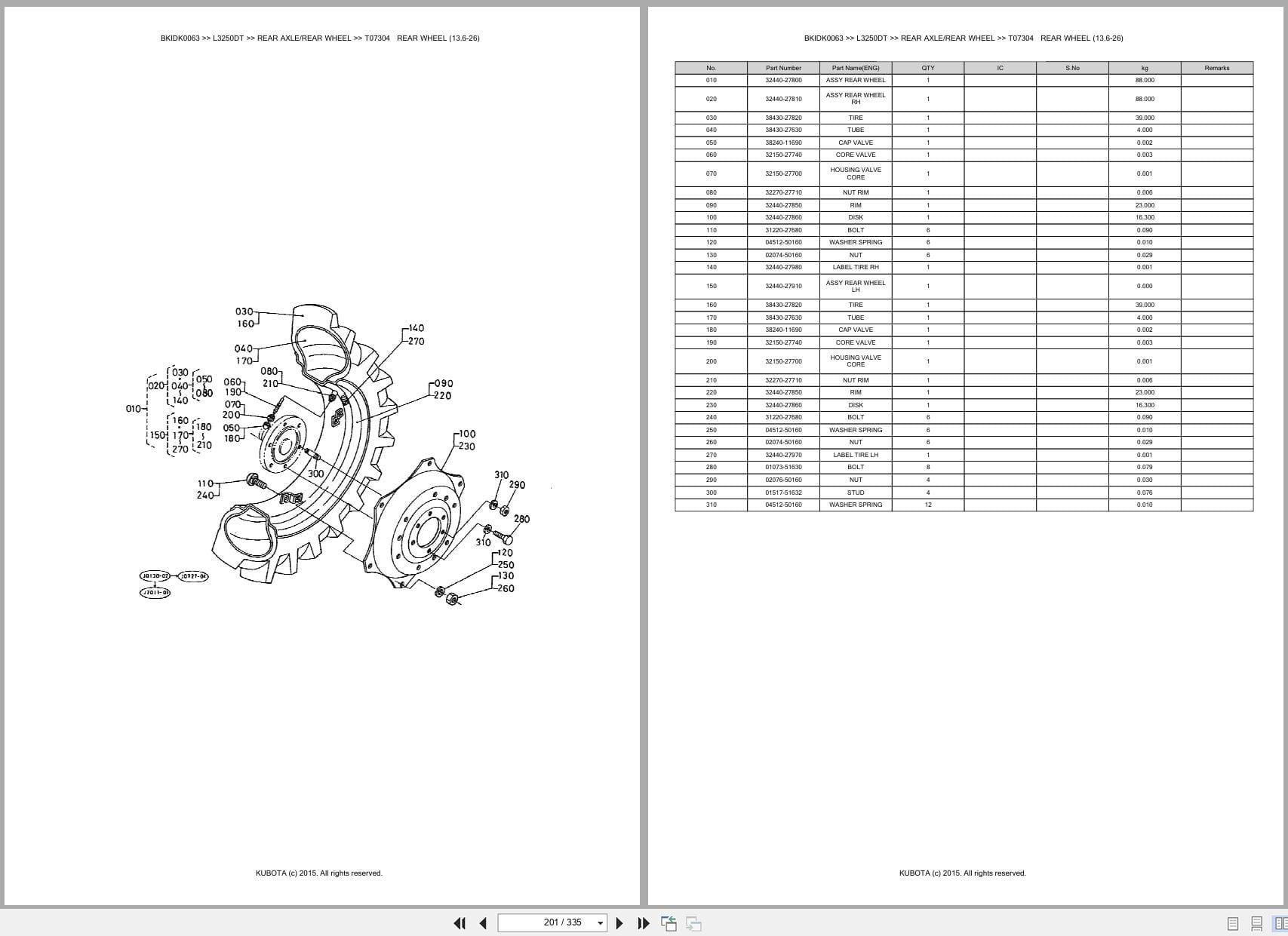 Kubota Tractor L3250DT Australia Parts Catalog (2)