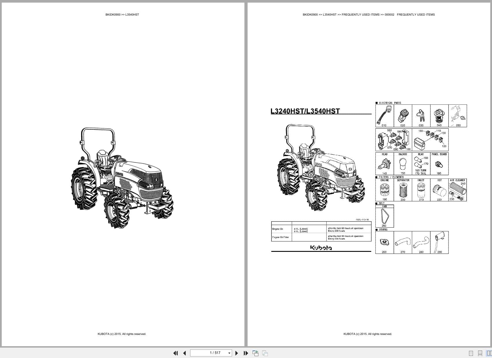 Kubota Tractor L3540HST Australia Parts Catalog (1)
