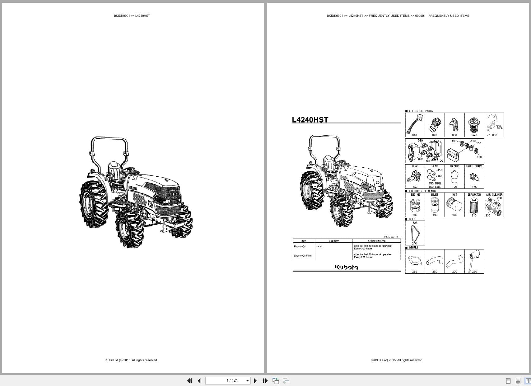 Kubota Tractor L4240HST Australia Parts Catalog (1)