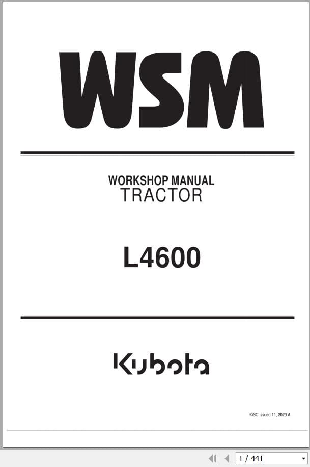 Kubota Tractor L4600 Workshop Manual 9Y111 07612 (1)