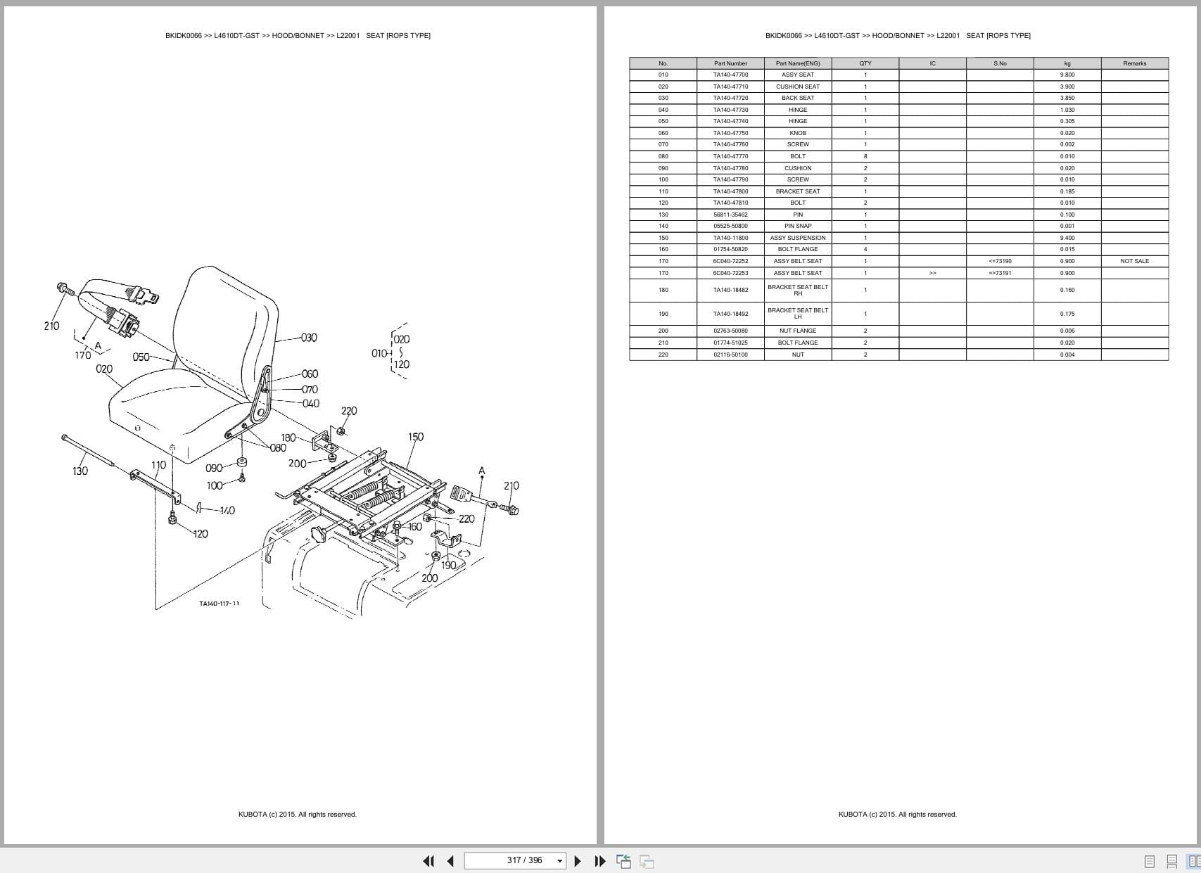 Kubota Tractor L4610DT GST Australia Parts Catalog (2)