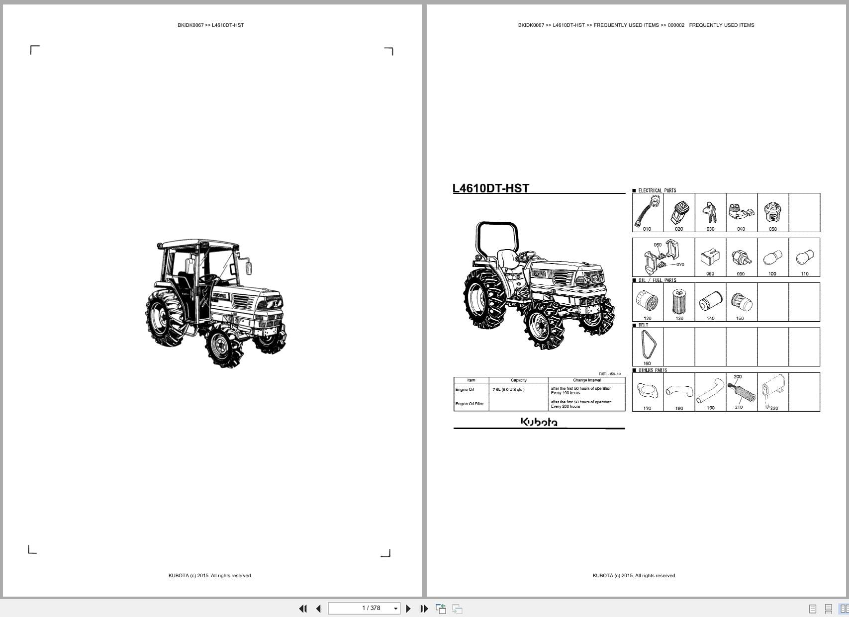 Kubota Tractor L4610DT HST Australia Parts Catalog (1)
