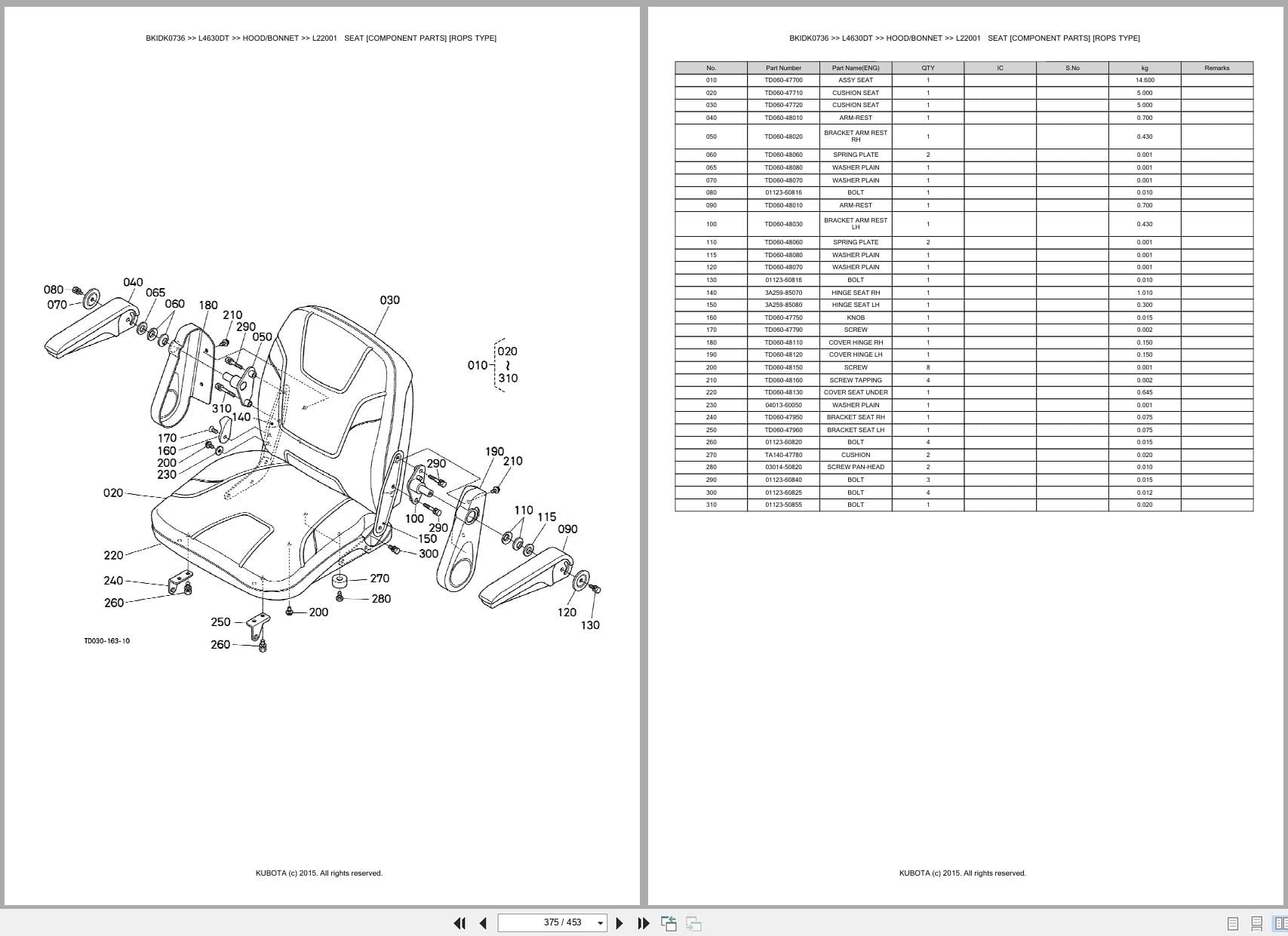 Kubota Tractor L4630DT Australia Parts Catalog (2)
