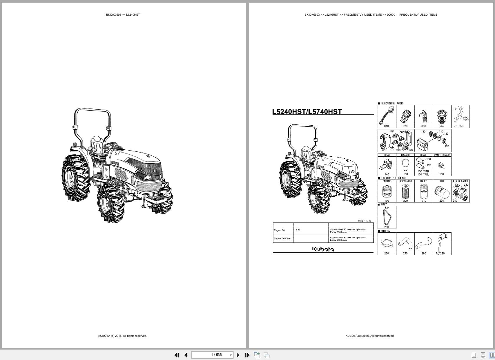 Kubota Tractor L5240HST Australia Parts Catalog (1)
