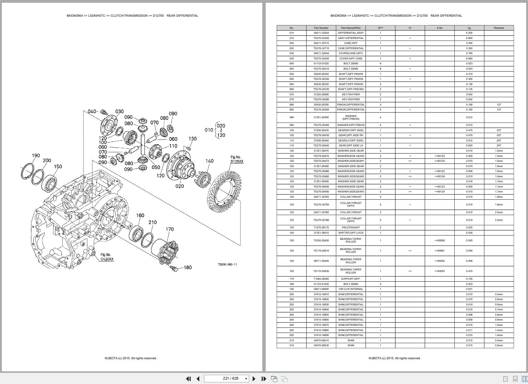 Kubota Tractor L5240HSTC Australia Parts Catalog (2)
