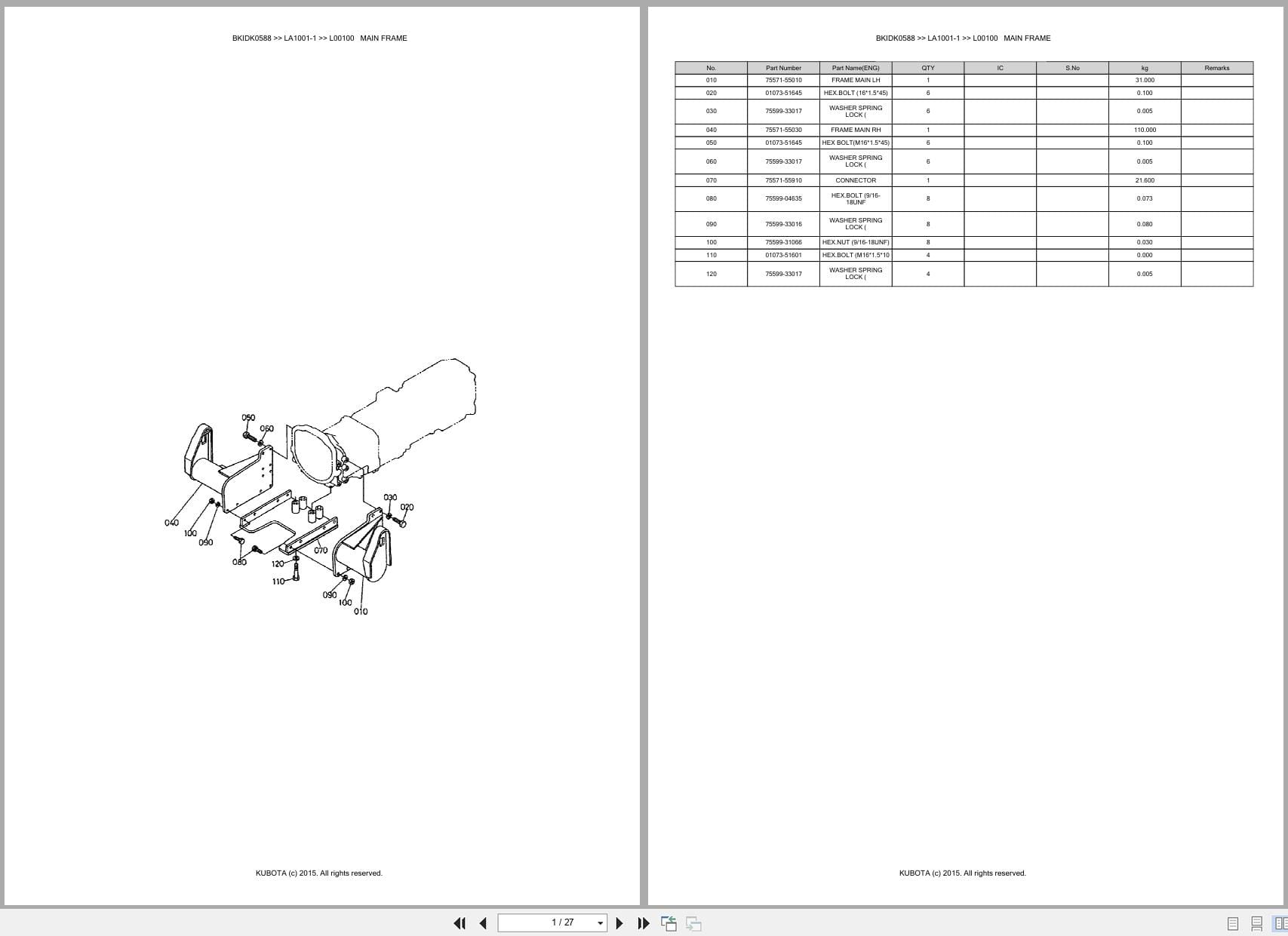 Kubota Tractor LA1001 1 Spare Australia Parts Catalog (1)