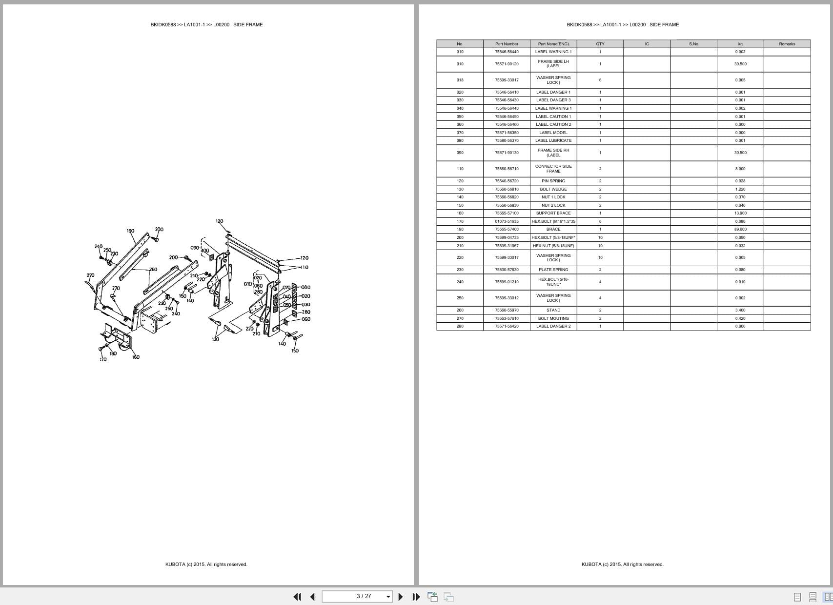 Kubota Tractor LA1001 1 Spare Australia Parts Catalog (2)