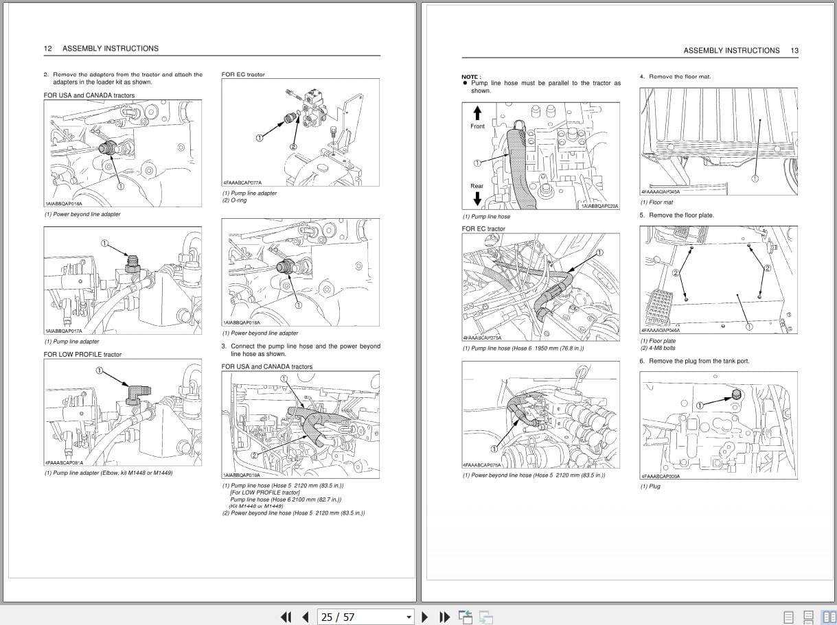 Kubota Tractor LA1953AU LA1403AU LA2253AU Assembly Instructions 7J428 6915 1 (2)
