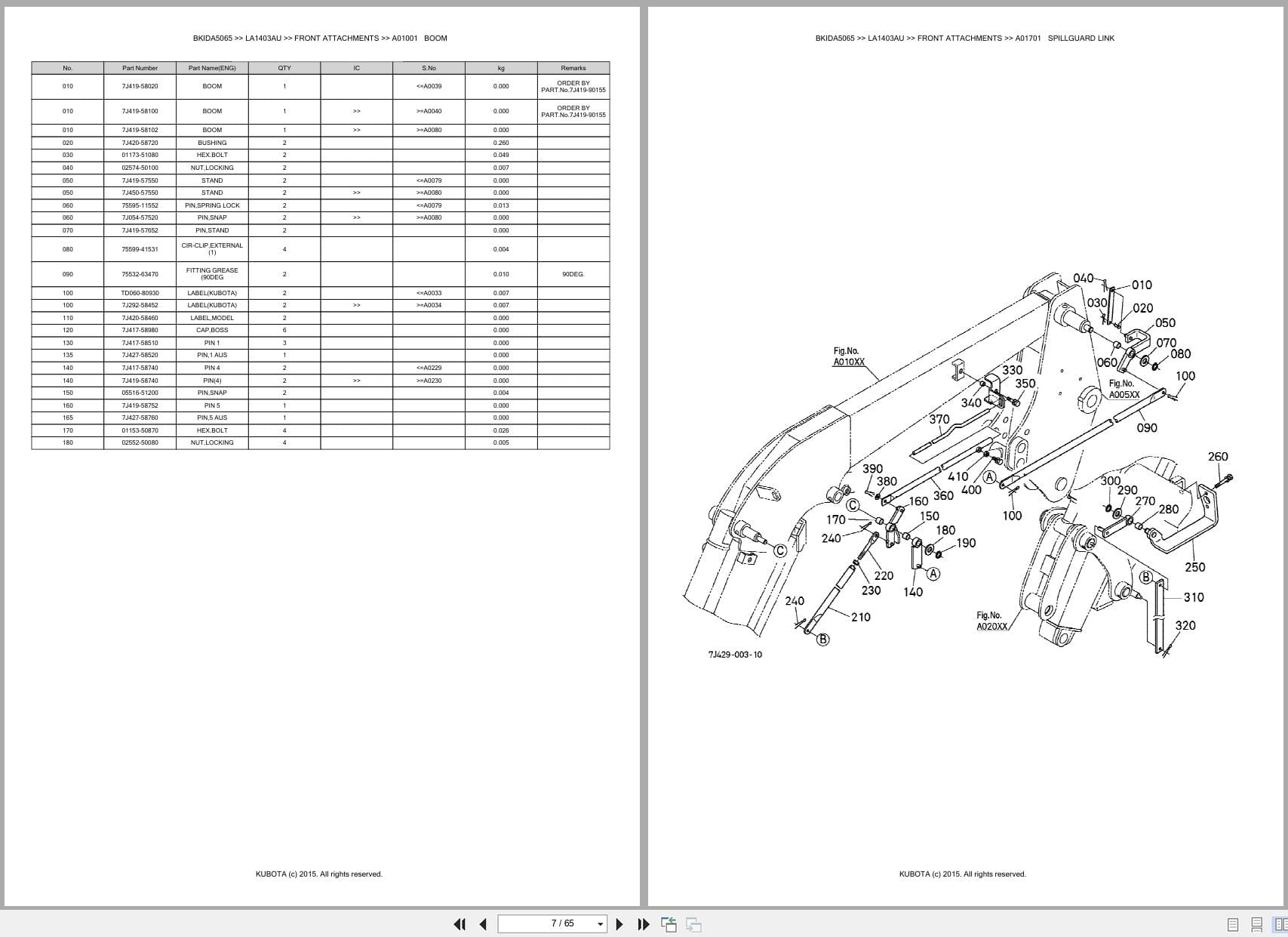 Kubota Tractor Loader LA1403AU Australia Parts Catalog (2)