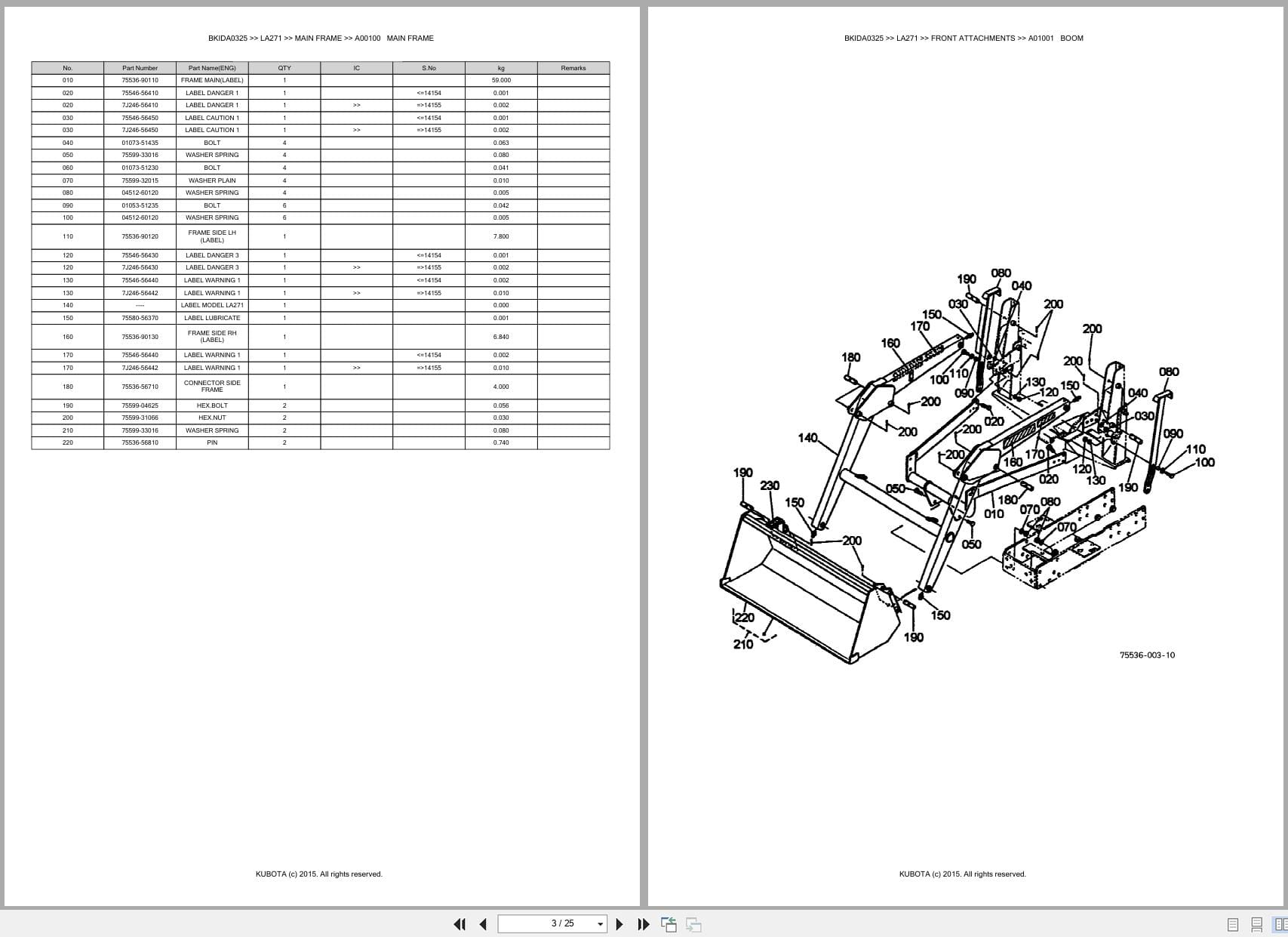 Kubota Tractor Loader LA271 Australia Parts Catalog (2)