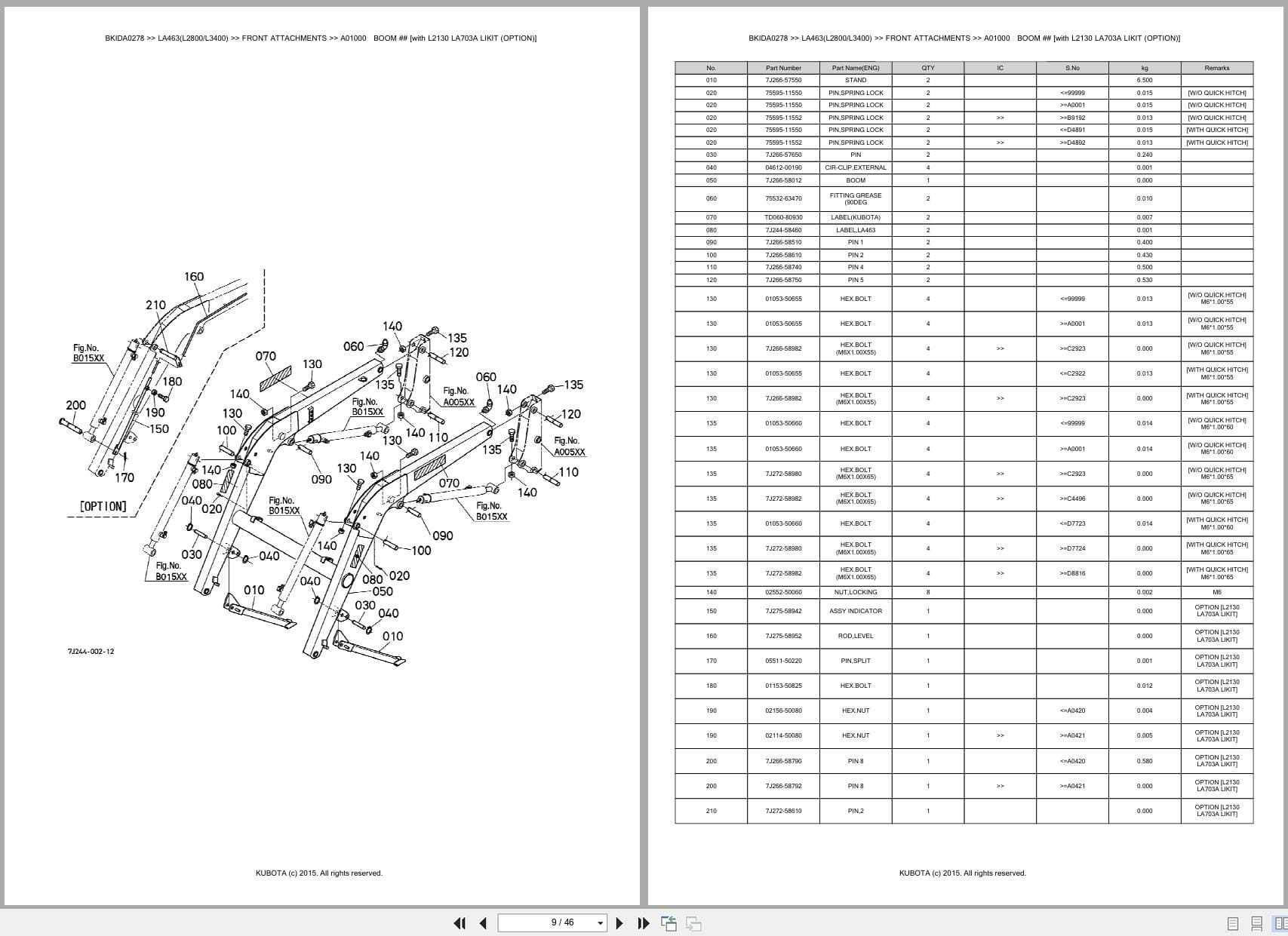 Kubota Tractor Loader LA463 (L2800 L3400) Australia Parts Catalog (2)