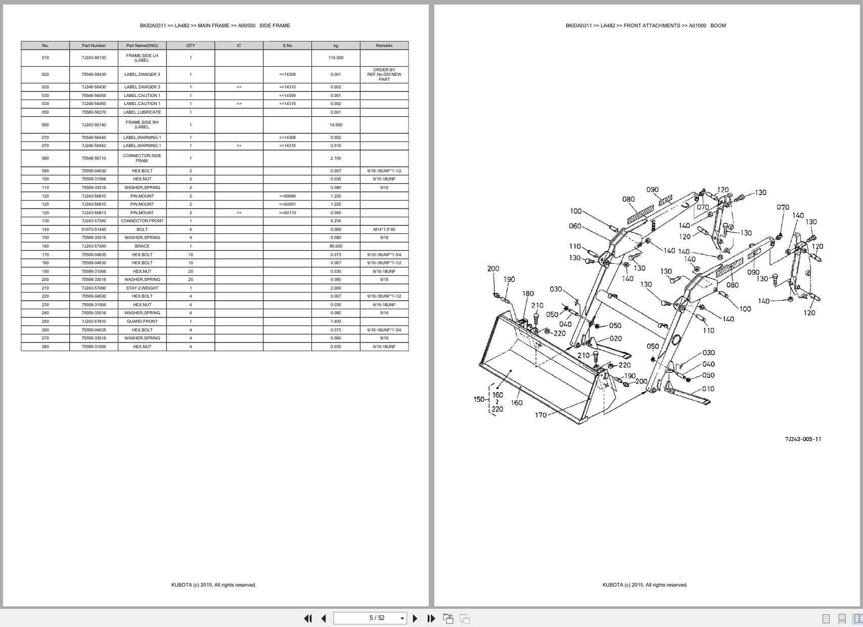 Kubota Tractor Loader LA482 Australia Parts Catalog (2)