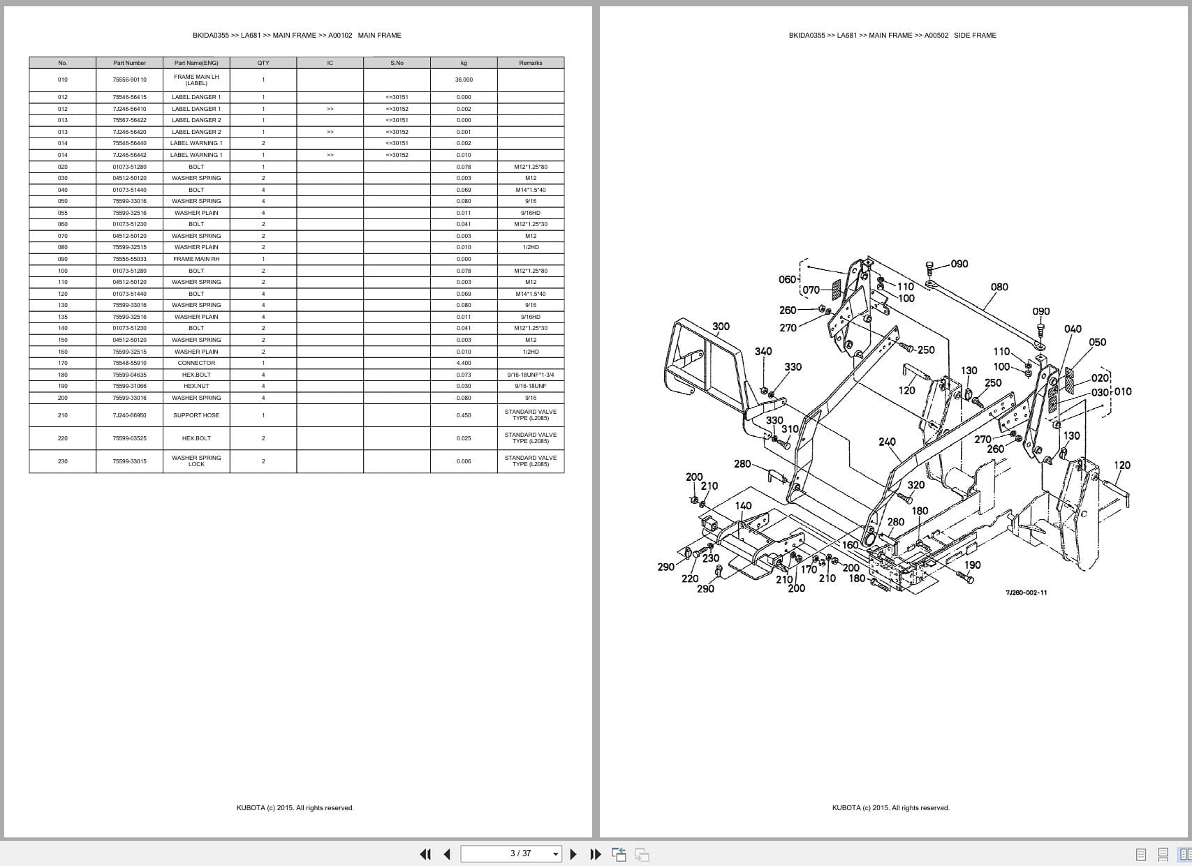 Kubota Tractor Loader LA681 Australia Parts Catalog (2)