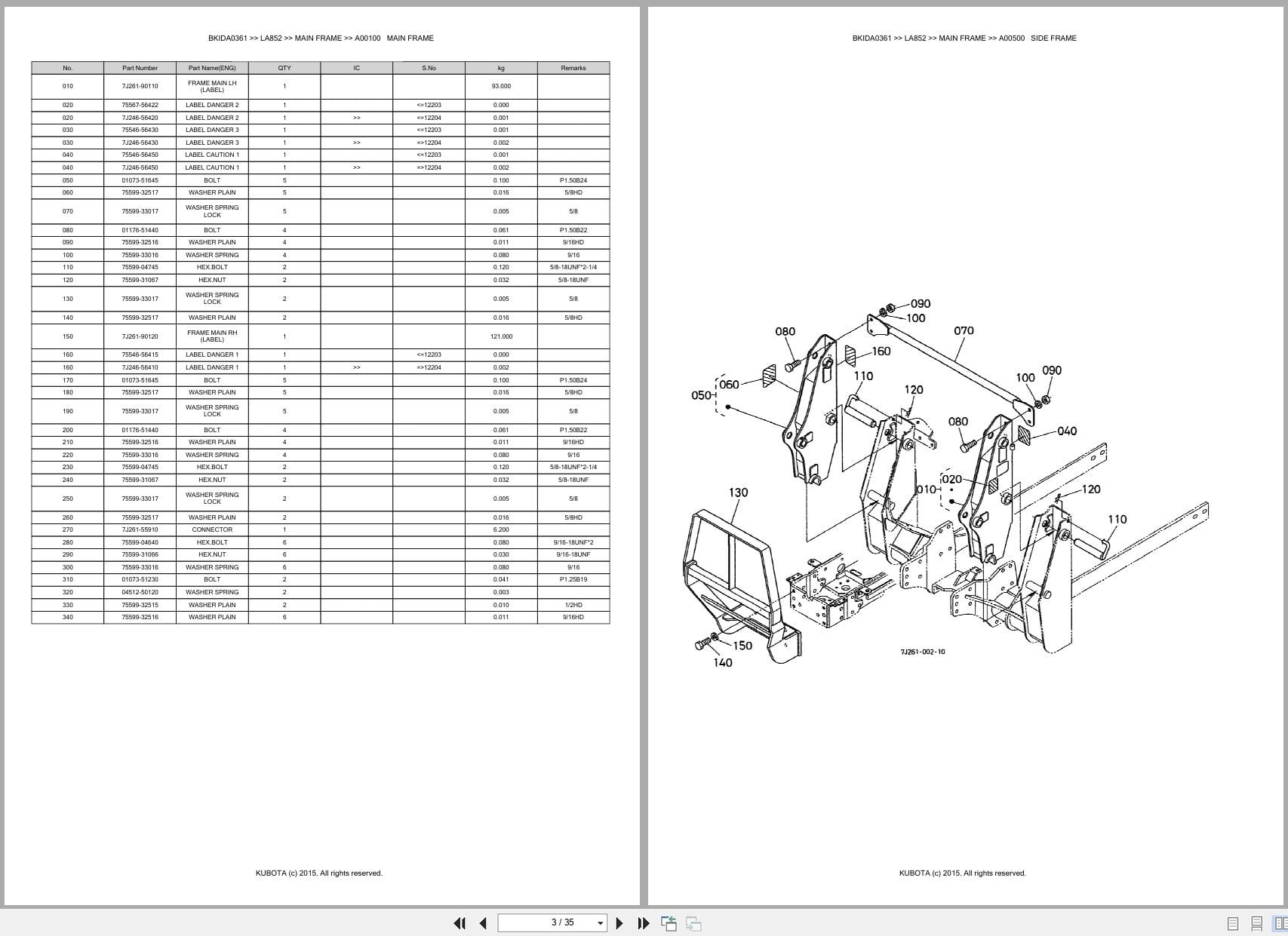 Kubota Tractor Loader LA852 Australia Parts Catalog (2)