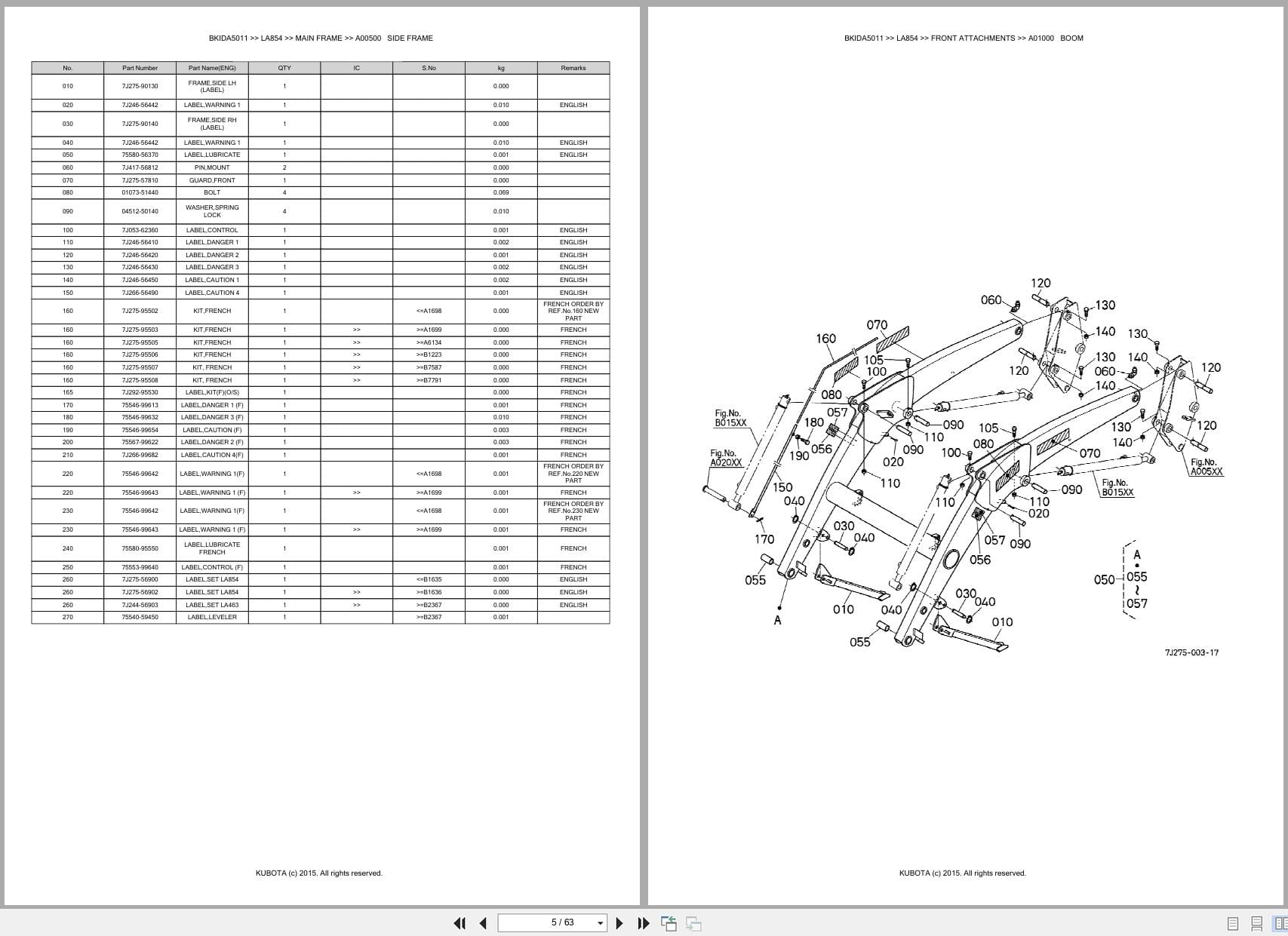 Kubota Tractor Loader LA854 Australia Parts Catalog (2)