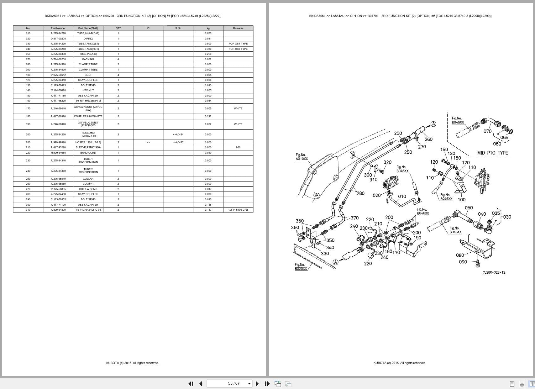 Kubota Tractor Loader LA854AU Australia Parts Catalog (2)