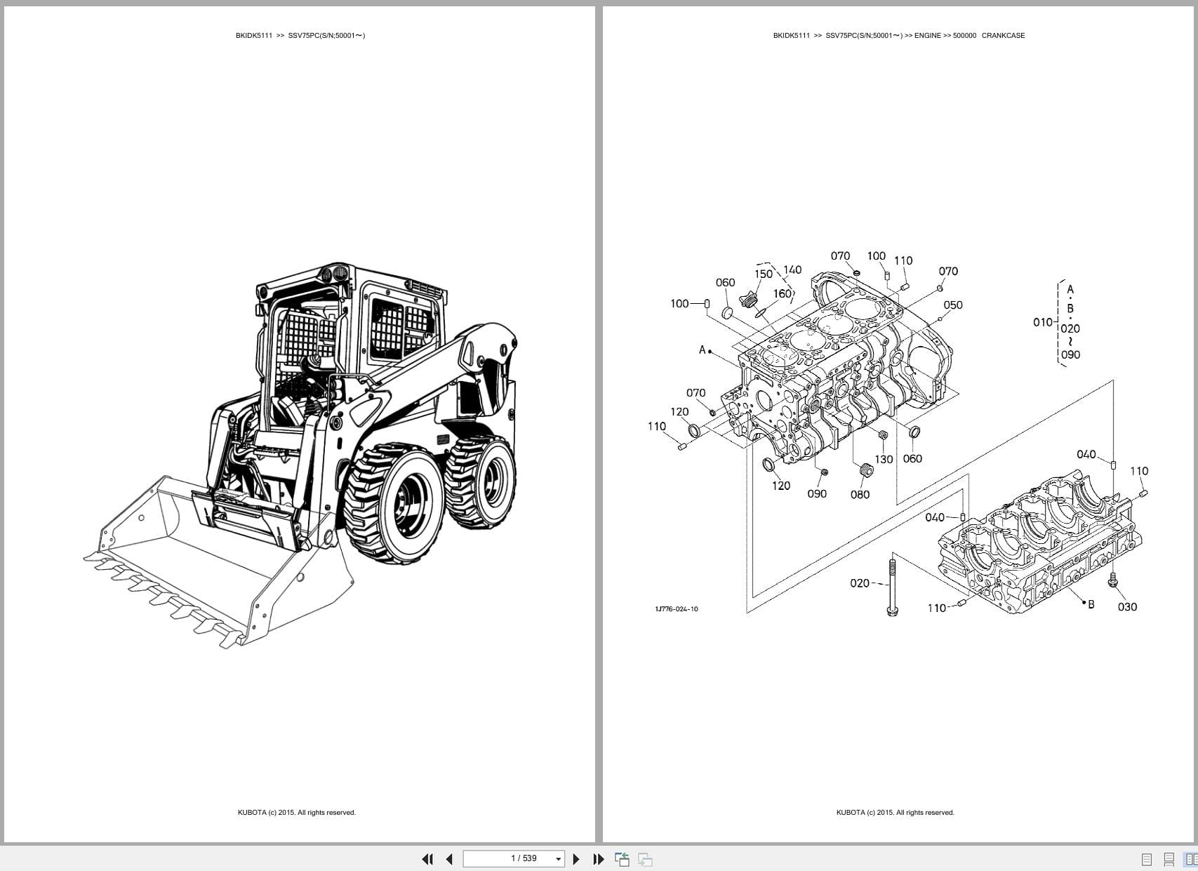 Kubota Tractor Loader SSV75PC 50001~ Australia Parts Catalog (1)