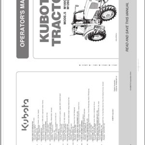 Kubota Tractor M100GX M110GX M126GX M135GX Operators Manual 3B193 9971 1 (1)