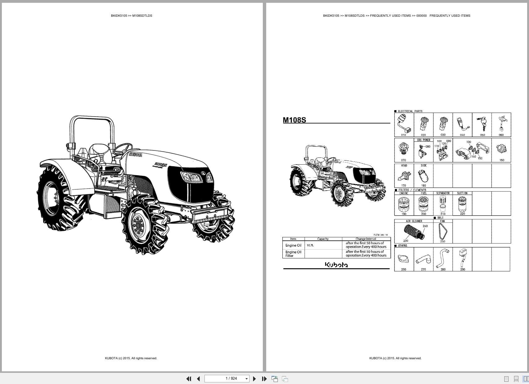 Kubota Tractor M108SDTLDS Australia Parts Catalog (1)