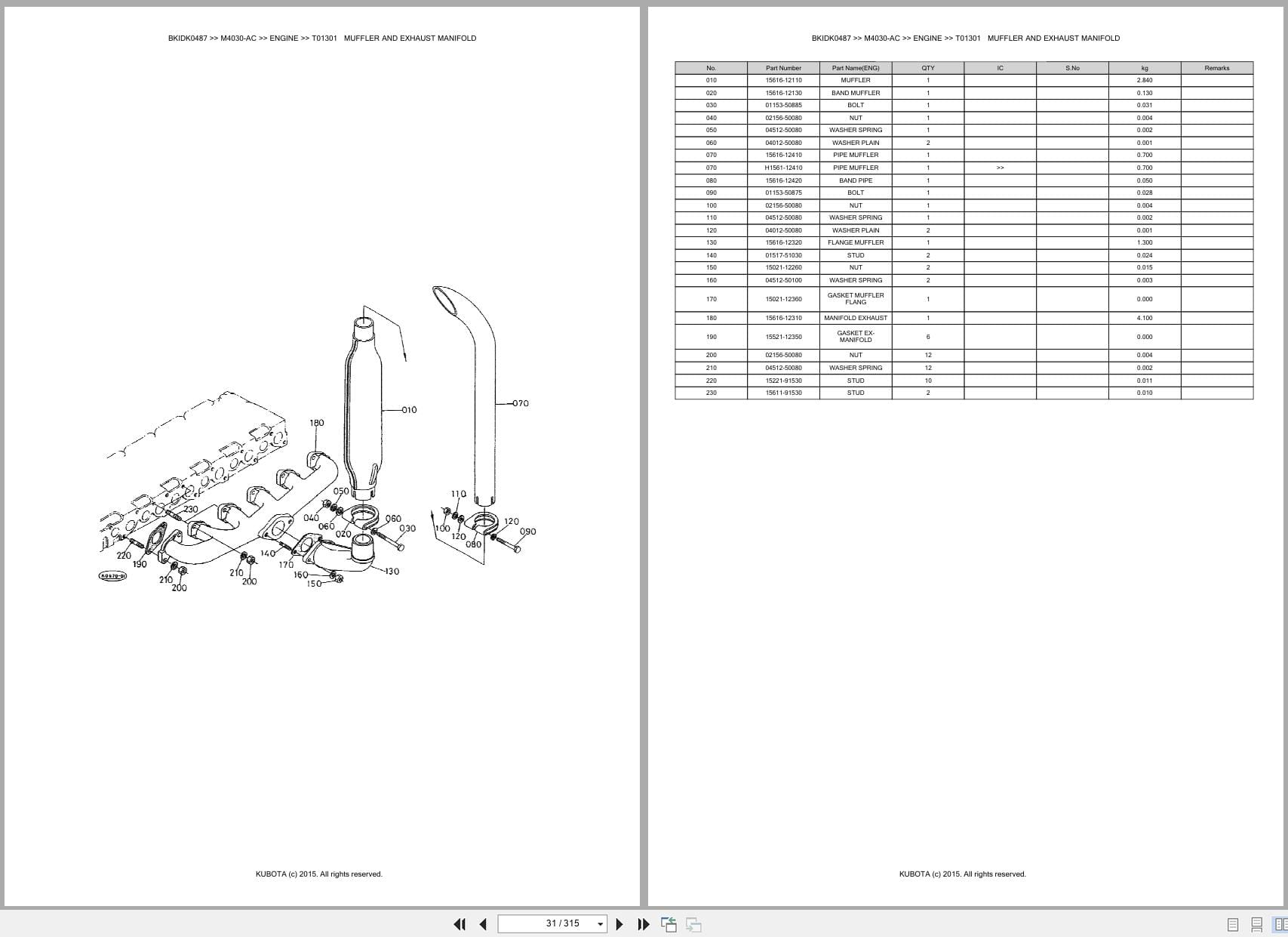 Kubota Tractor M4030 AC Australia Parts Catalog (2)
