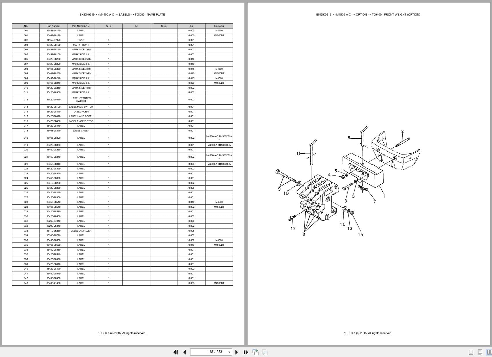 Kubota Tractor M4500 A C Australia Parts Catalog (2)