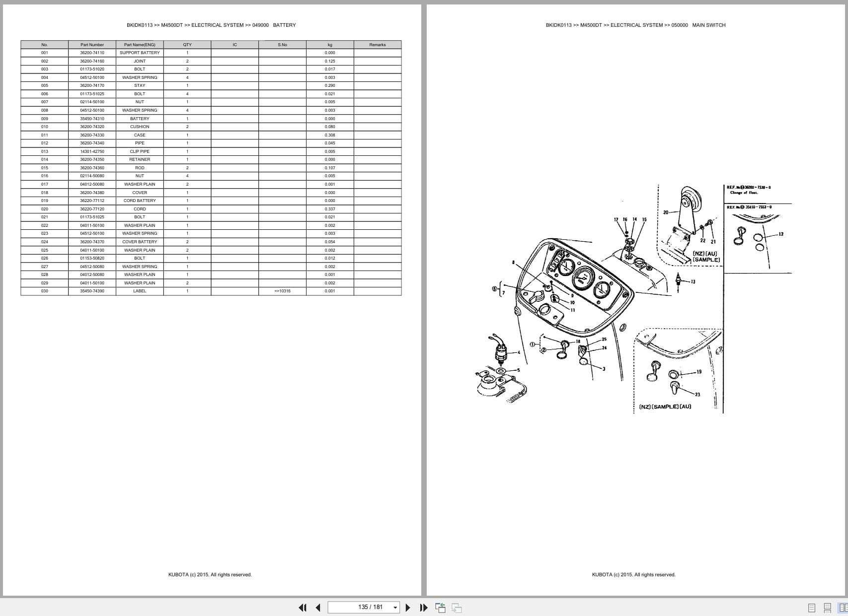 Kubota Tractor M4500DT Australia Parts Catalog (2)