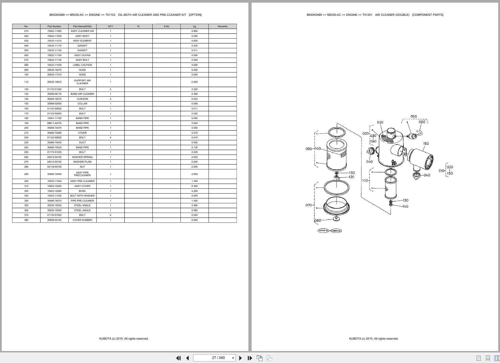 Kubota Tractor M5030 AC Parts Catalog (2)