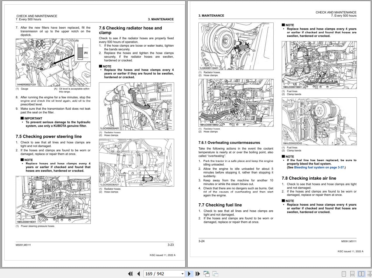 Kubota Tractor M5091 M5111 Workshop Manual 9Y111 20483 (2)