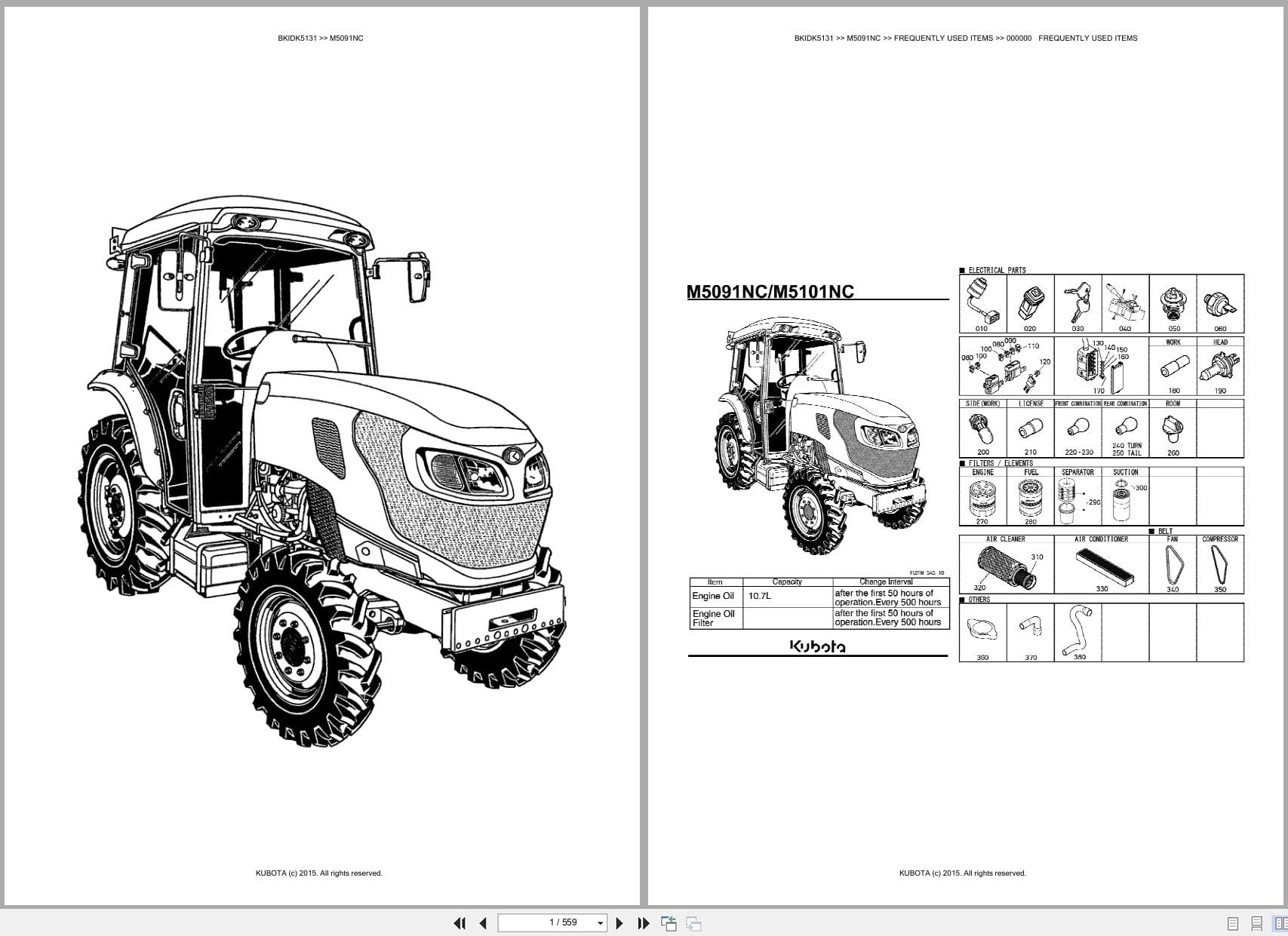 Kubota Tractor M5091NC Parts Catalog (1)