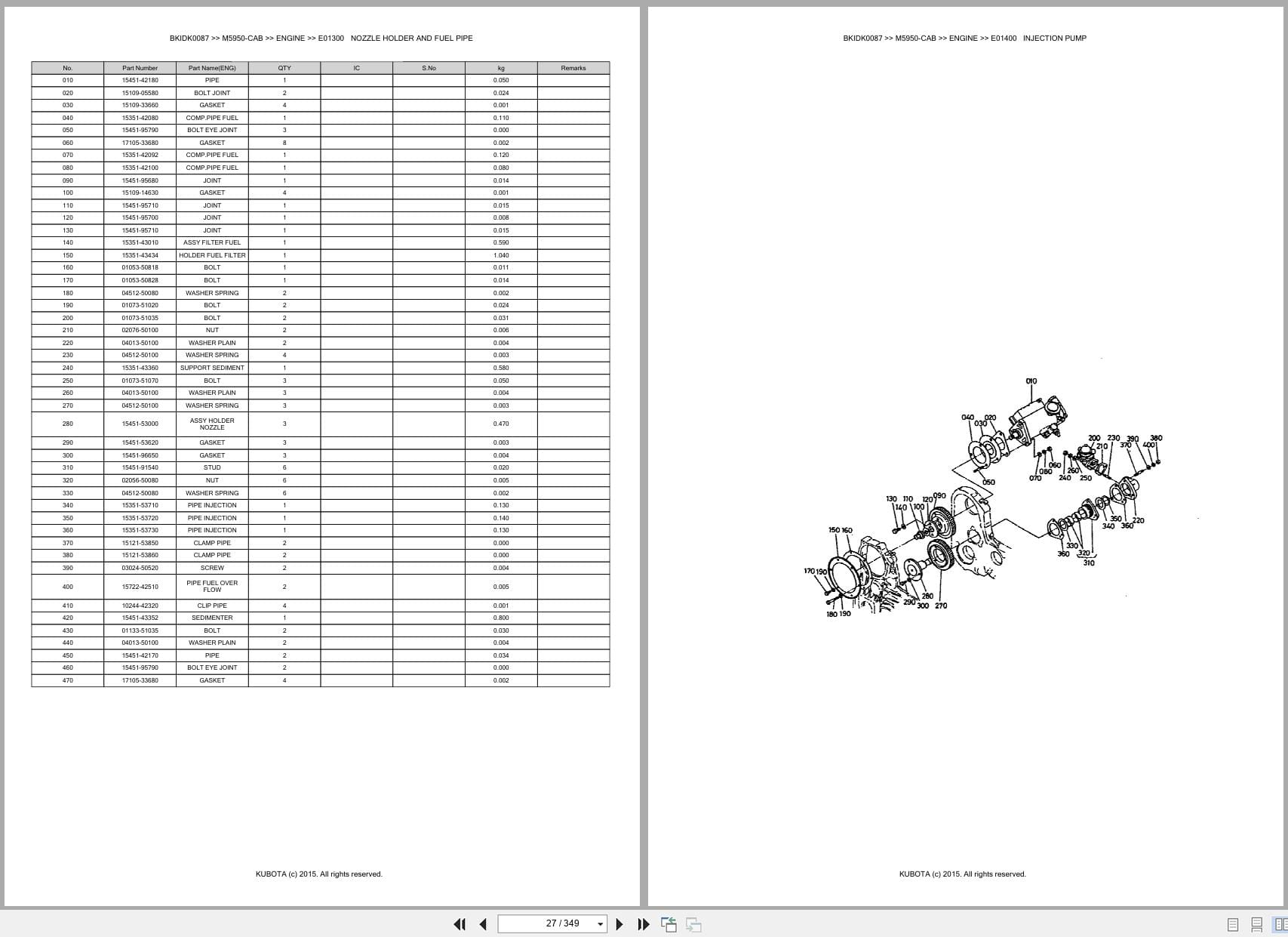 Kubota Tractor M5950 CAB Parts Catalog (2)