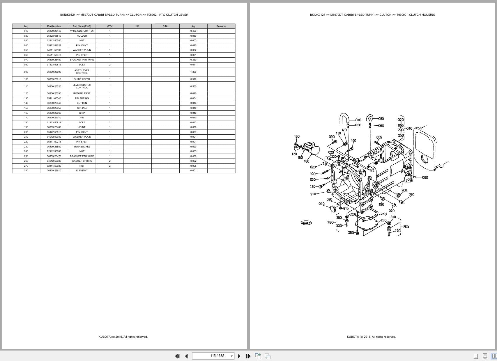 Kubota Tractor M5970DT CAB Bi Speed Turn Parts Catalog (2)