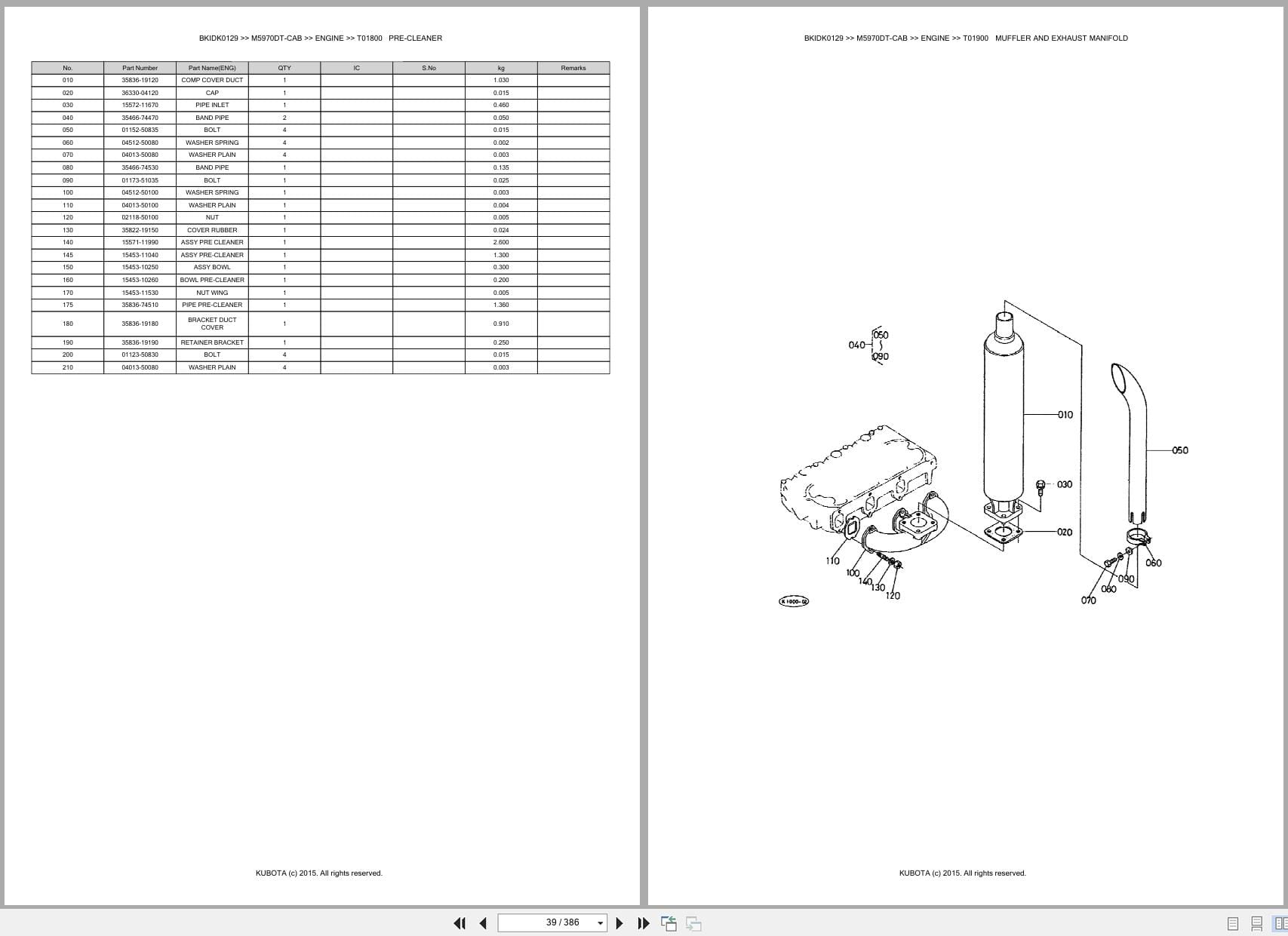 Kubota Tractor M5970DT CAB Parts Catalog (2)