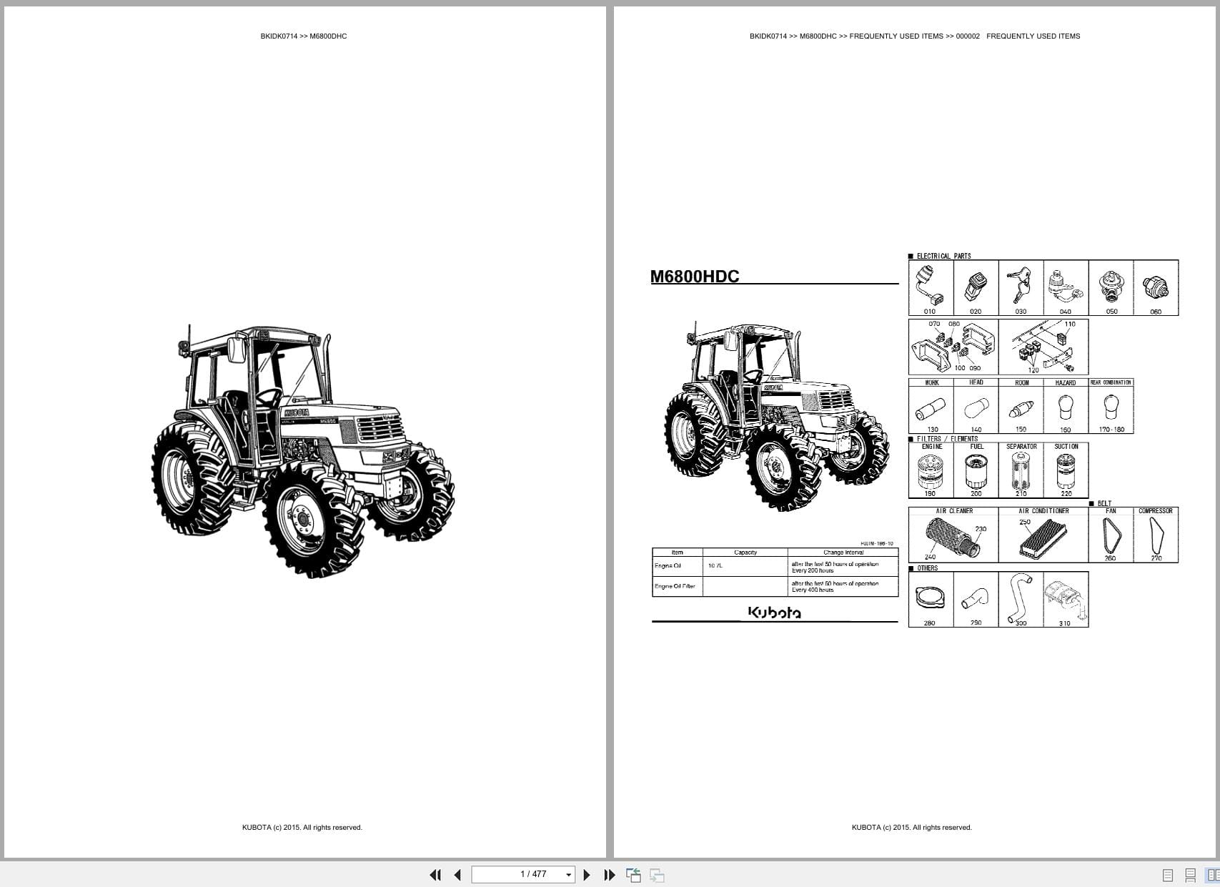 Kubota Tractor M6800DHC Parts Catalog (1)