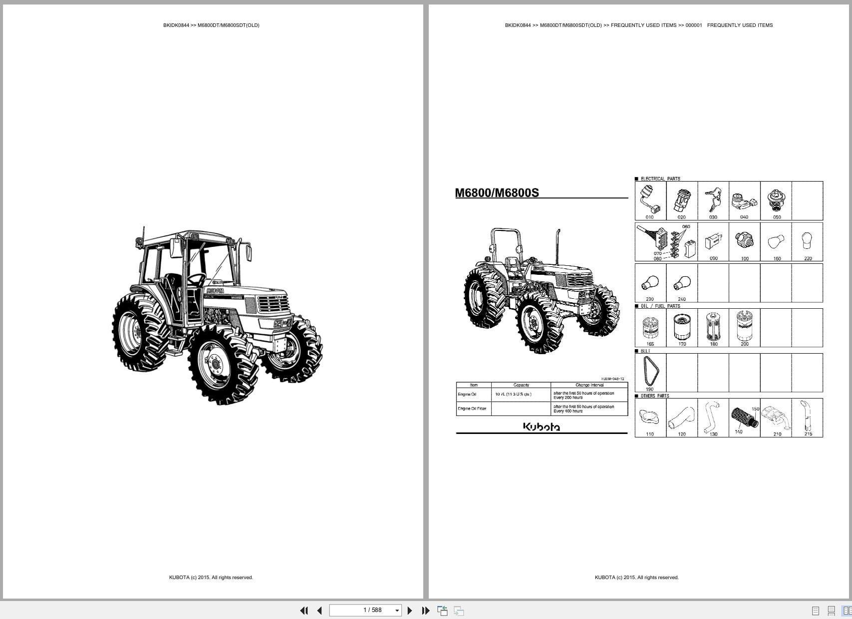 Kubota Tractor M6800DT M6800SDT Old Parts Catalog (1)