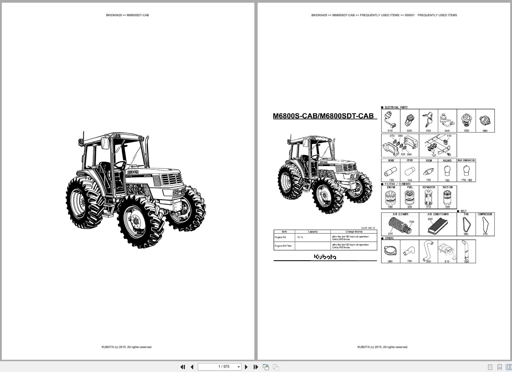 Kubota Tractor M6800SDT CAB Parts Catalog (1)