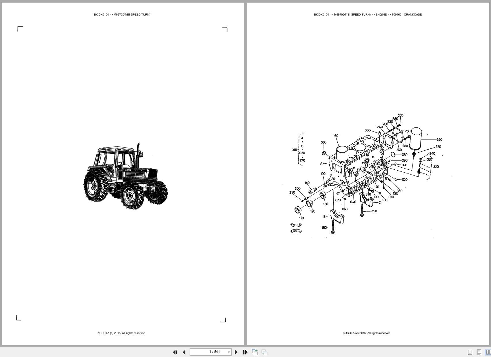 Kubota Tractor M6970DT Bi Speed Turn Parts Catalog (1)