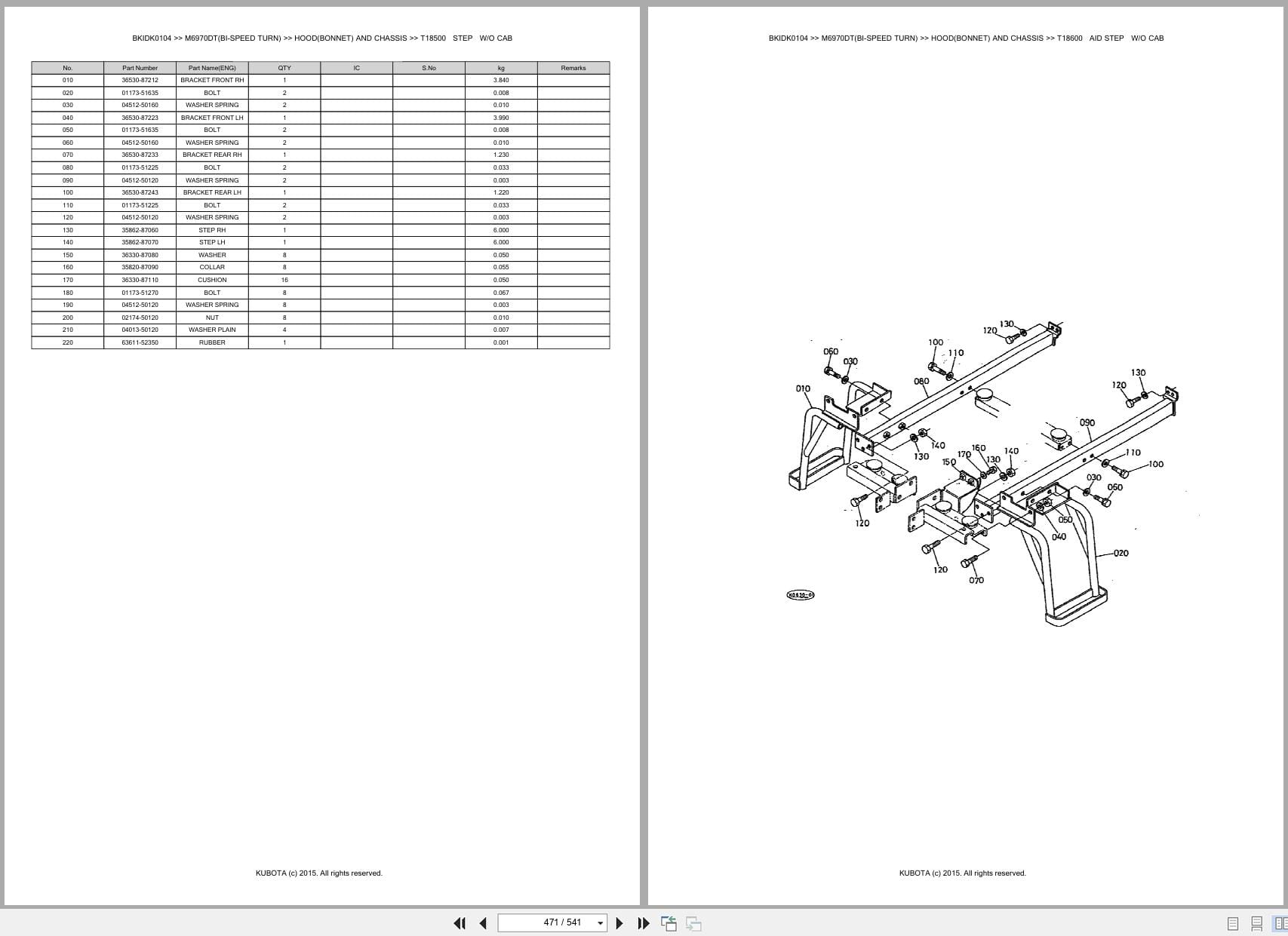 Kubota Tractor M6970DT Bi Speed Turn Parts Catalog (2)