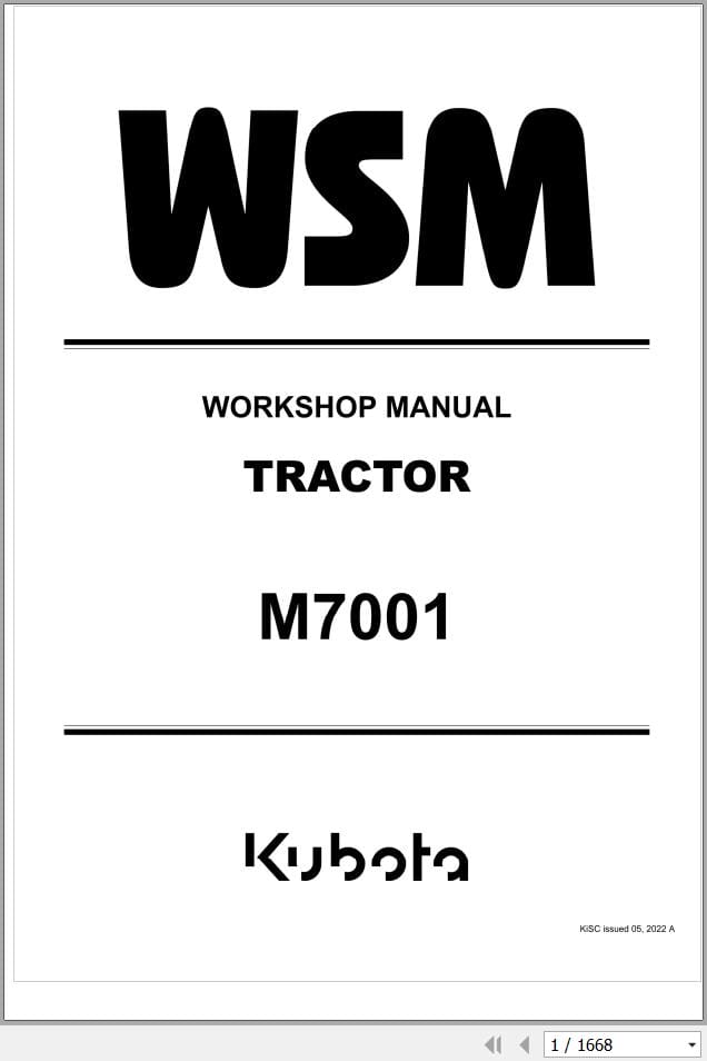 Kubota Tractor M7001 Workshop Manual 9Y111 12188 (1)