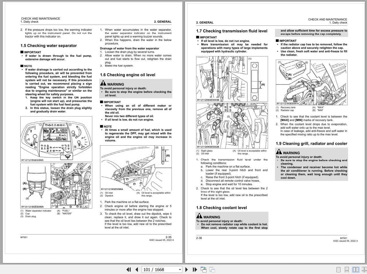 Kubota Tractor M7001 Workshop Manual 9Y111 12188 (2)
