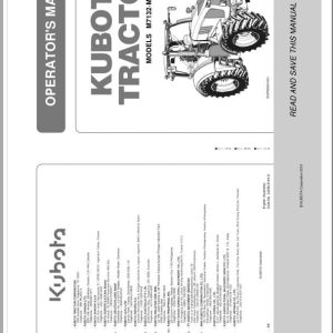 Kubota Tractor M7132 M7152 M7172 Operators Manual 3J036 9144 8 (1)
