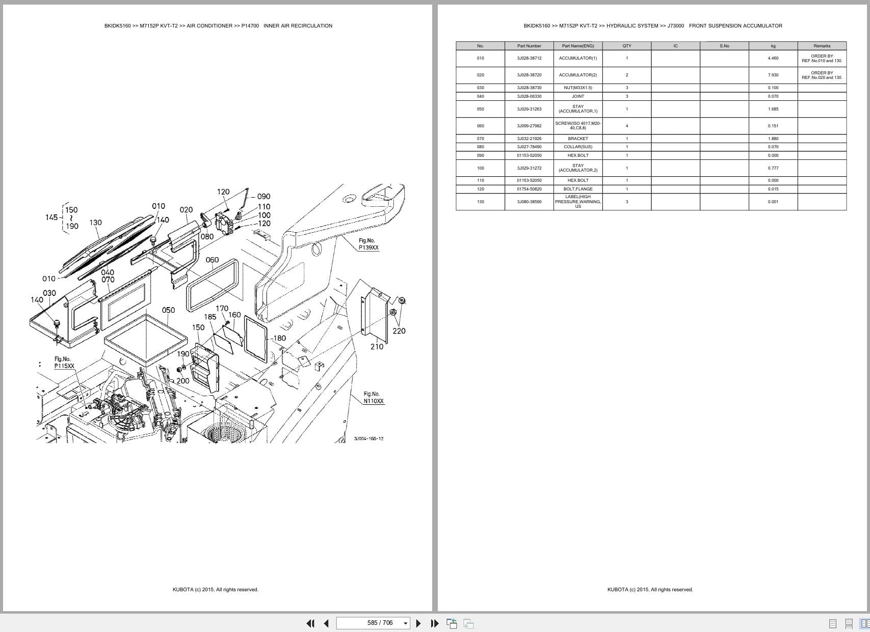 Kubota Tractor M7152P KVT T2 Parts Catalog (2)