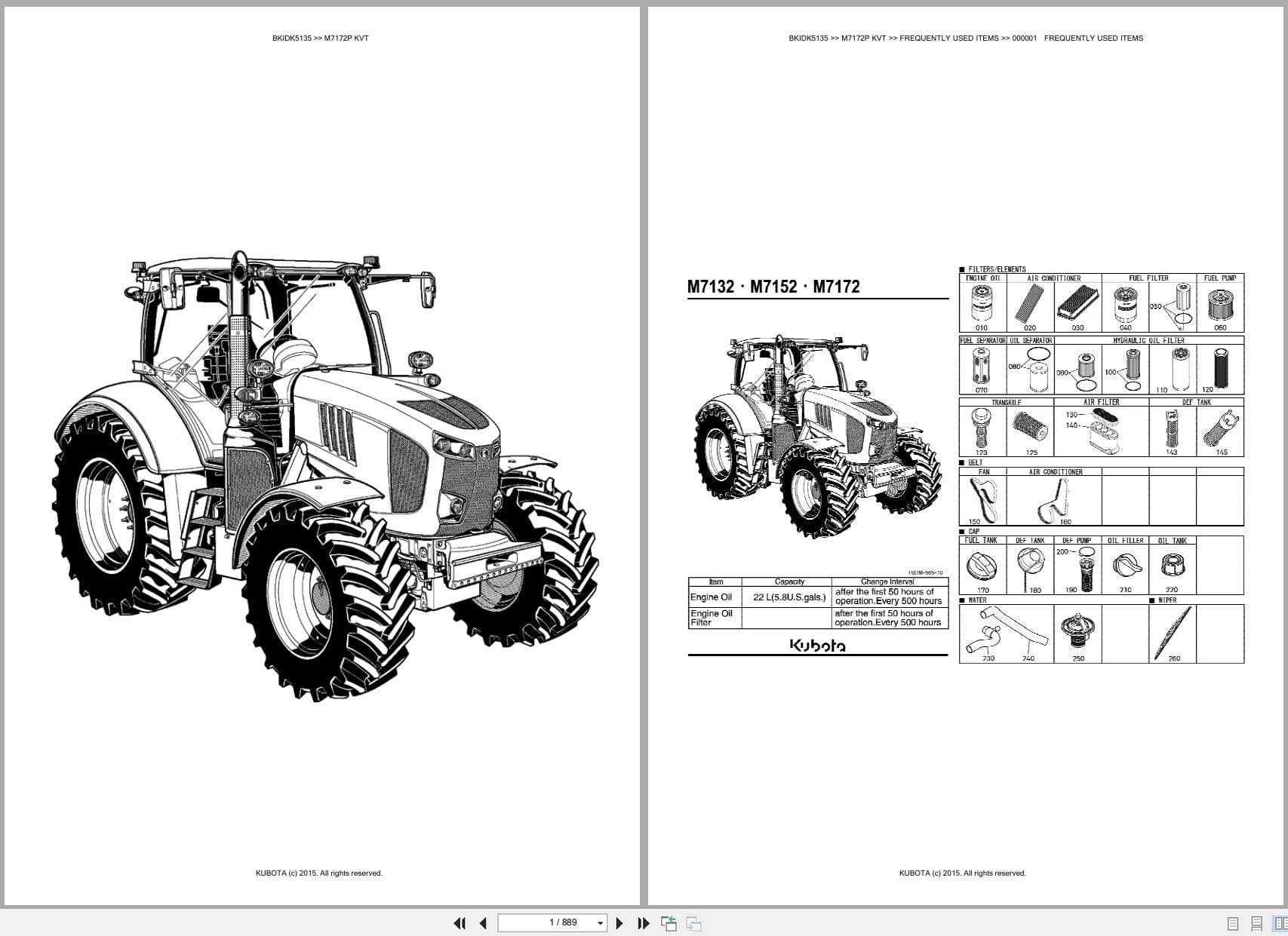 Kubota Tractor M7172P KVT Parts Catalog (1)