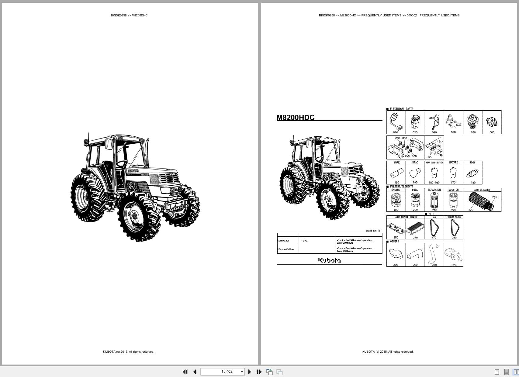 Kubota Tractor M8200DHC Parts Catalog (1)
