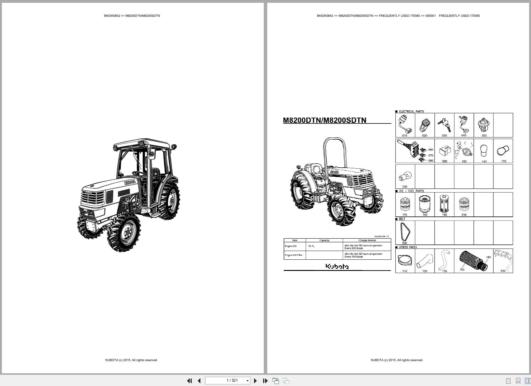 Kubota Tractor M8200DTN M8200SDTN Parts Catalog (1)