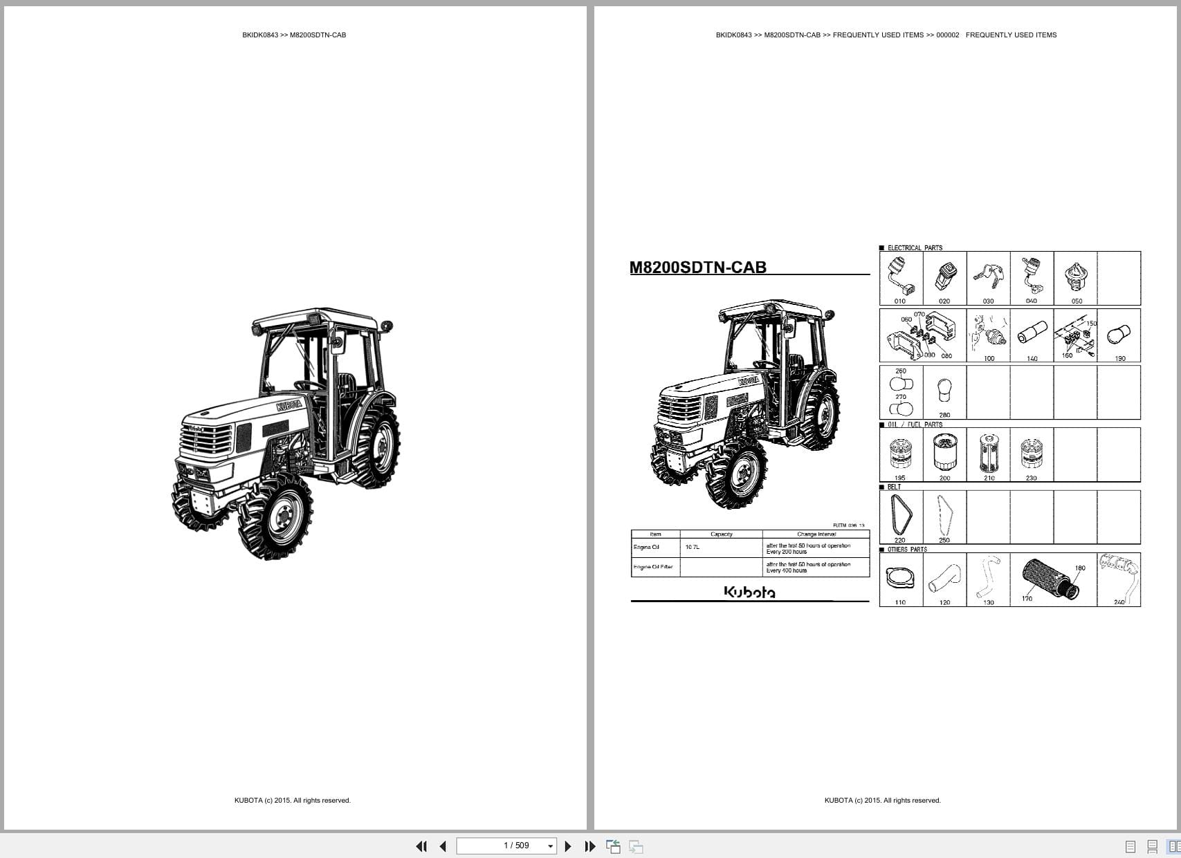 Kubota Tractor M8200SDTN CAB Parts Catalog (1)