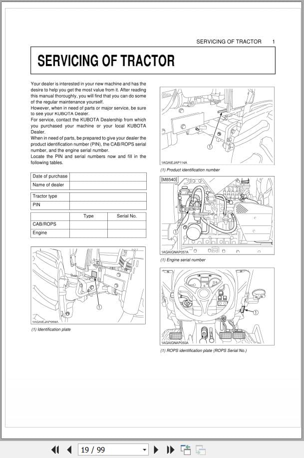 Kubota Tractor M8540 NARROW Operators Manual 3C473 9971 4 (2)