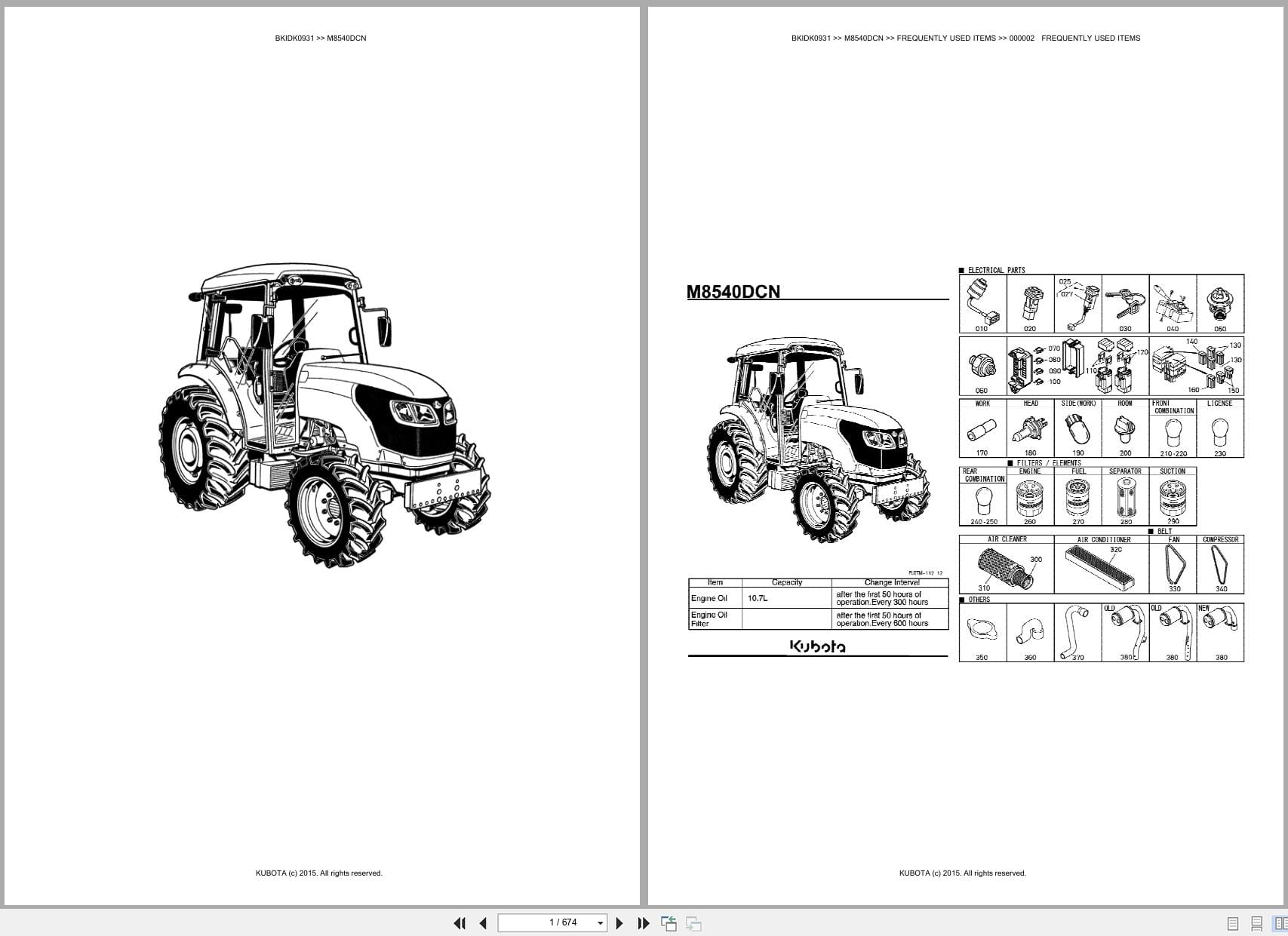 Kubota Tractor M8540DCN Parts Catalog (1)