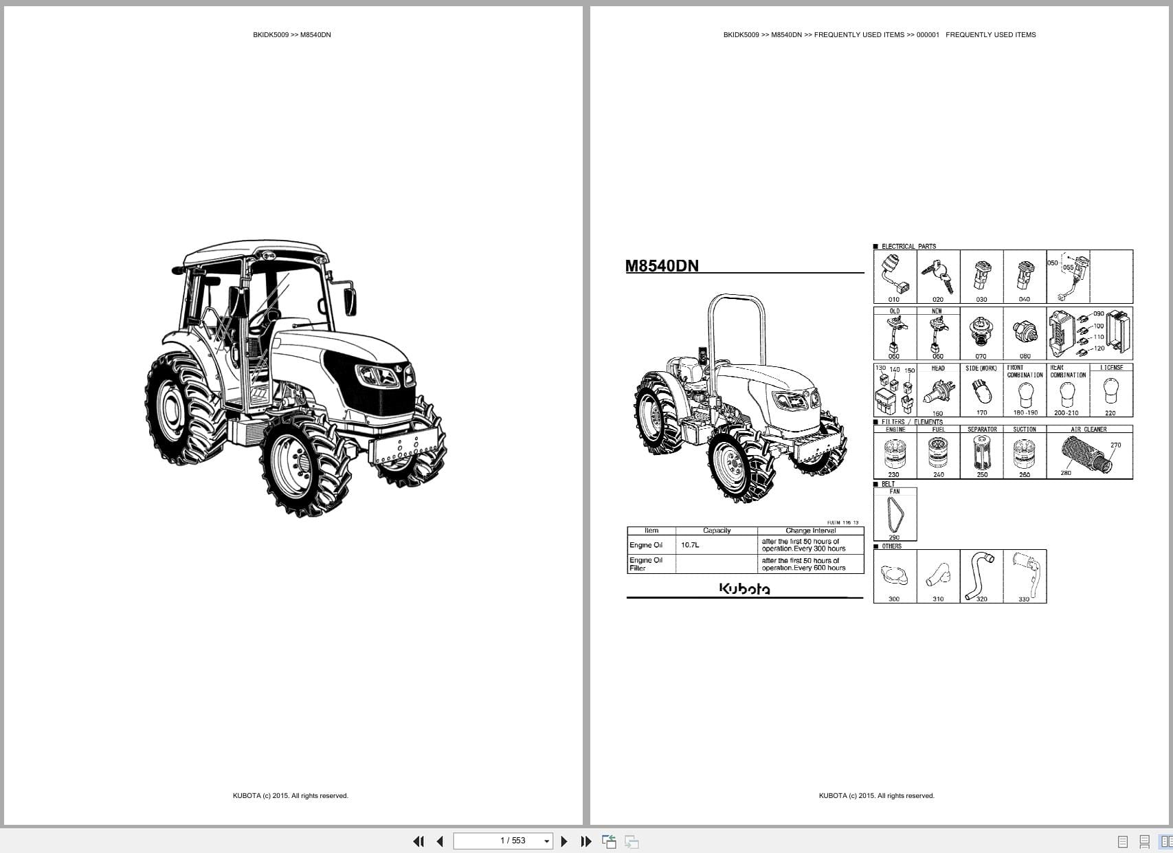 Kubota Tractor M8540DN Parts Catalog (1)