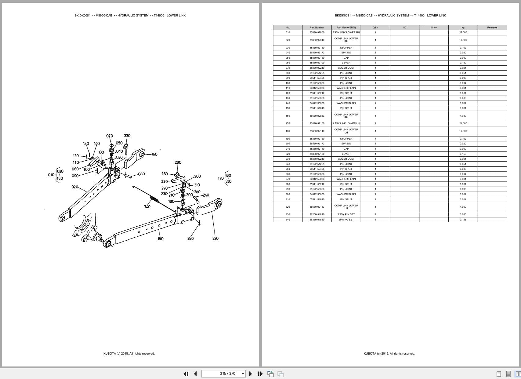 Kubota Tractor M8950 CAB Parts Catalog (2)